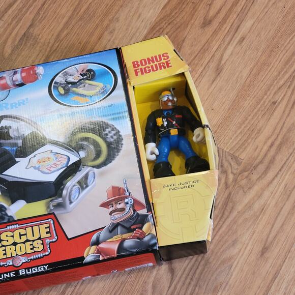 Vintage Fisher-Price Rescue Heroes Dune Buggy w/bonus Jake Justice figure New - Picture 2 of 8